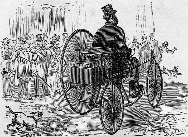 Primeiro carro elétrico da história, feito em 1881 por Gustave Trouvé